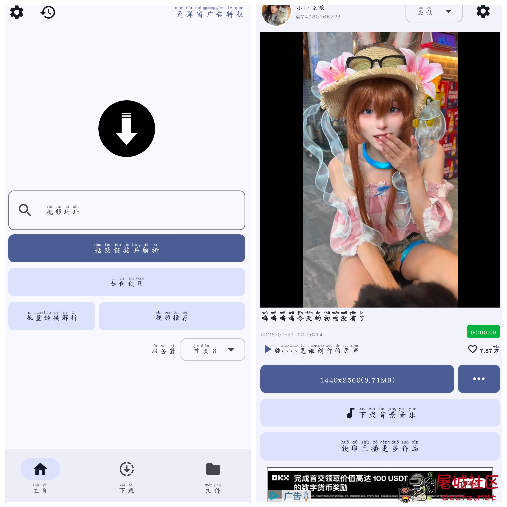 抖下载v2.1.0  批量短视频无水印背景音乐下载 TC辅助网www.tcsq1.com9257